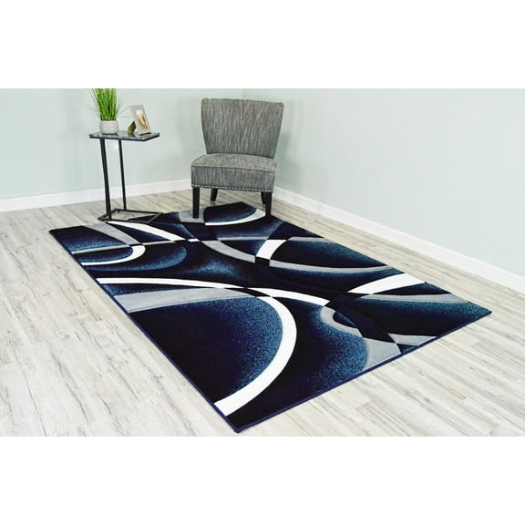 Planet Rugs Premium 3D Thick Abstract Indoor Area Rug 2305 Navy Blue 5'3''x7'6''