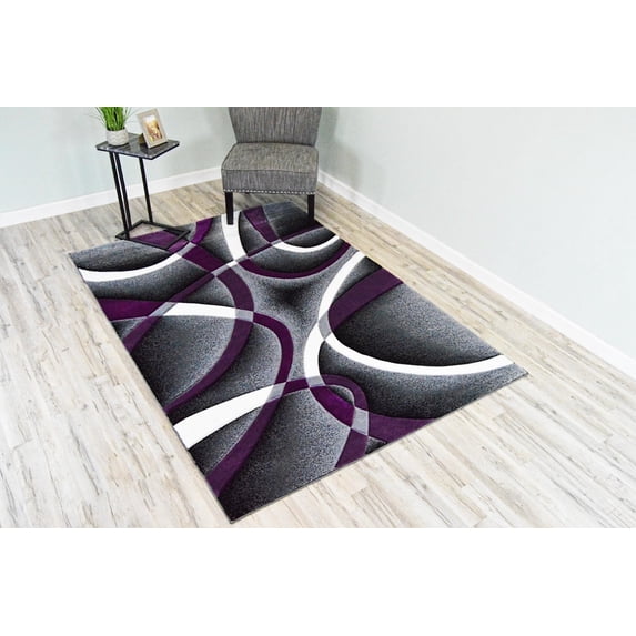 Planet Rugs Premium 3D Thick Abstract Indoor Area Rug 2305 Purple 2'7''x4'