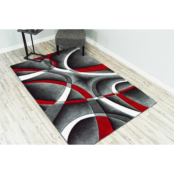 Planet Rugs Premium 3D Thick Abstract Indoor Area Rug 2305 Red 2'7''x4'