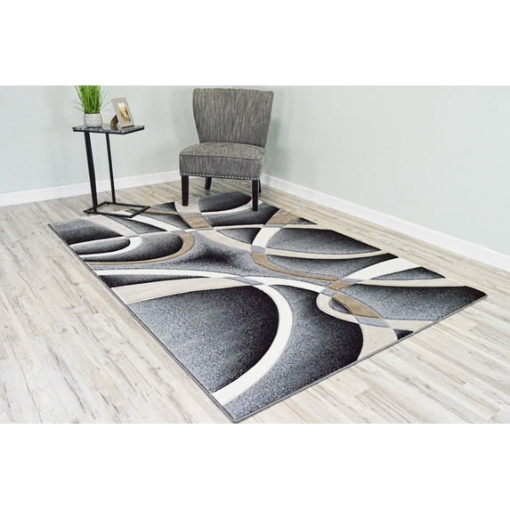 Planet Rugs Premium 3D Thick Abstract Indoor Area Rug 2305 Sand Gray 5'3''x7'6''
