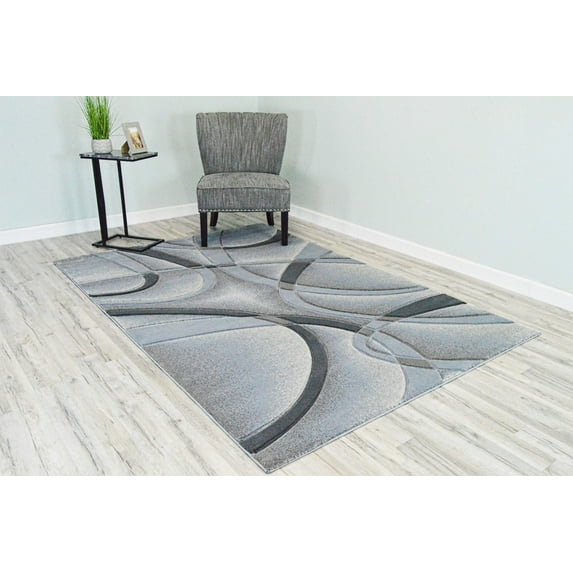 Planet Rugs Premium 3D Thick Abstract Indoor Area Rug 2305 Silver Gray 5'3''x7'6''