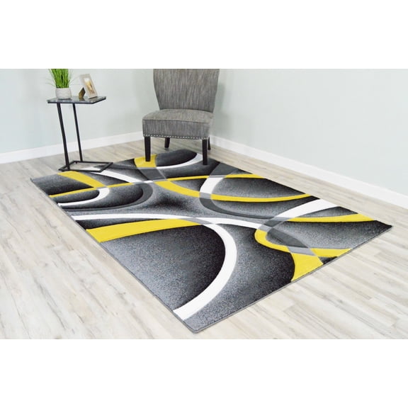 Planet Rugs Premium 3D Thick Abstract Indoor Area Rug 2305 Yellow 2'7''x4'