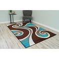 thumbnail image 1 of Planet Rugs Premium 3D Thick Abstract Indoor Area Rug 327 Mocha Turquoise Brown 2'7''x4', 1 of 10