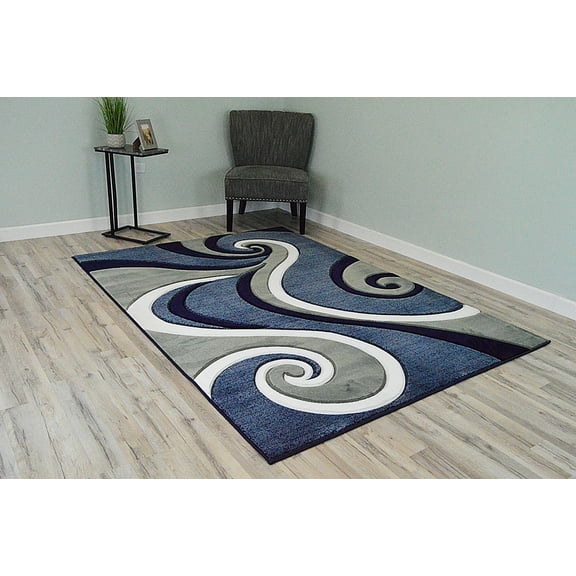 Planet Rugs Premium 3D Thick Abstract Indoor Area Rug 327 Navy Blue 2'7''x4'