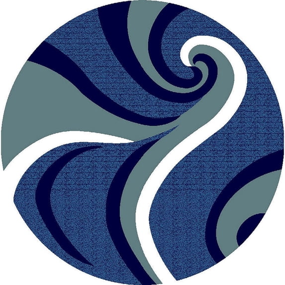 Planet Rugs Premium 3D Thick Abstract Indoor Area Rug 327 Navy Blue 6'6''x6'6'' Round
