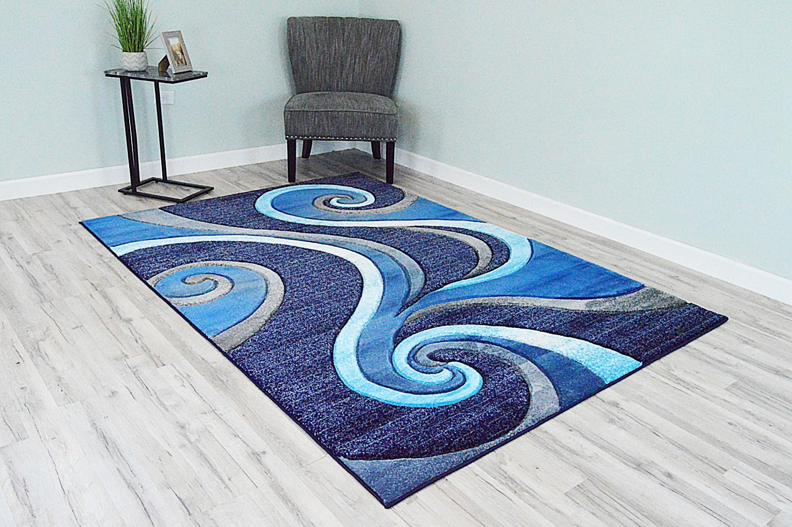 Rugs Premium 3D Thick Abstract Indoor Area Rug 327 Ocean Blue 7