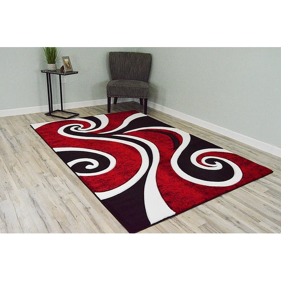Planet Rugs Premium 3D Thick Abstract Indoor Area Rug 327 Red 6'6''x9'2''