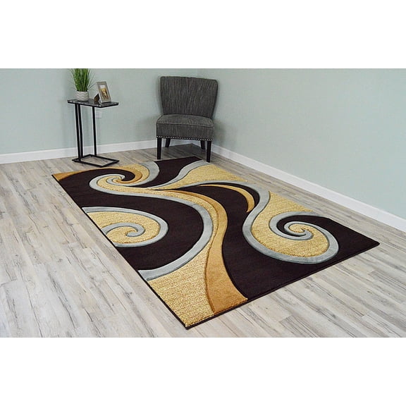 Planet Rugs Premium 3D Thick Abstract Indoor Area Rug 327 Smoke Blue Beige 2'7''x4'