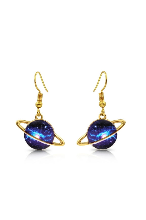 Planet Saturn Galaxy Boho Chic Dangle Earrings for Women by BESHEEK