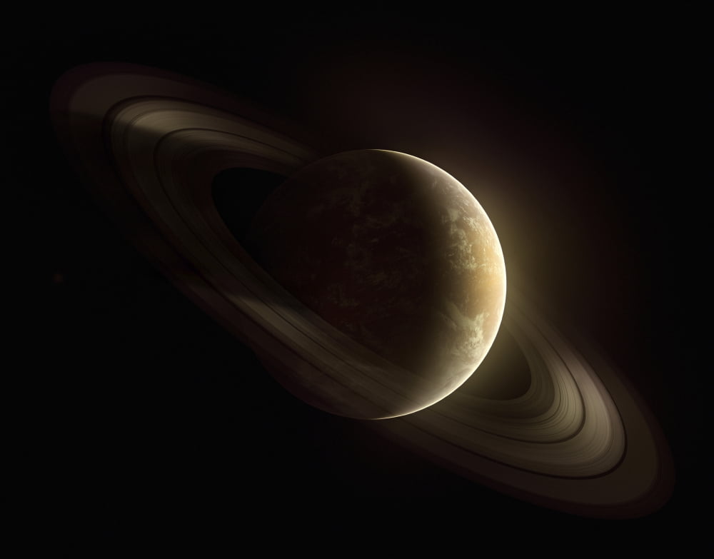 Planet Saturn in outer space Canvas Art - Evgeny KuklevStocktrek Images (16 x 13)
