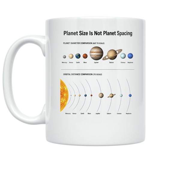 Planet Size Comparison - Science Enthusiast - 11 oz Ceramic Coffee Mug