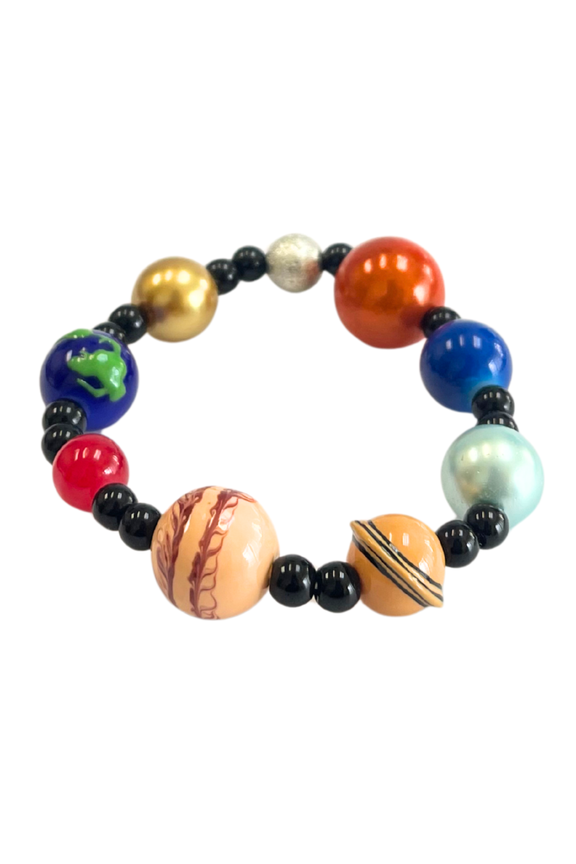 Planet Solar System Outer Space Beaded Stretch Bracelet, Birthday Jewelry Gift for Her, 1 pc