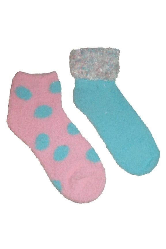 Women's 2 Pack/2 Design Luxury Lounge Sleeper Socks Size 9-11 Lt. Blue/Pink