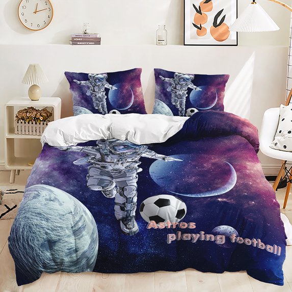 Planet Space Bedding Set 3D Aerospace Theme Duvet Cover Pillow Case 2/3pcs Boys and Men Teens Cover