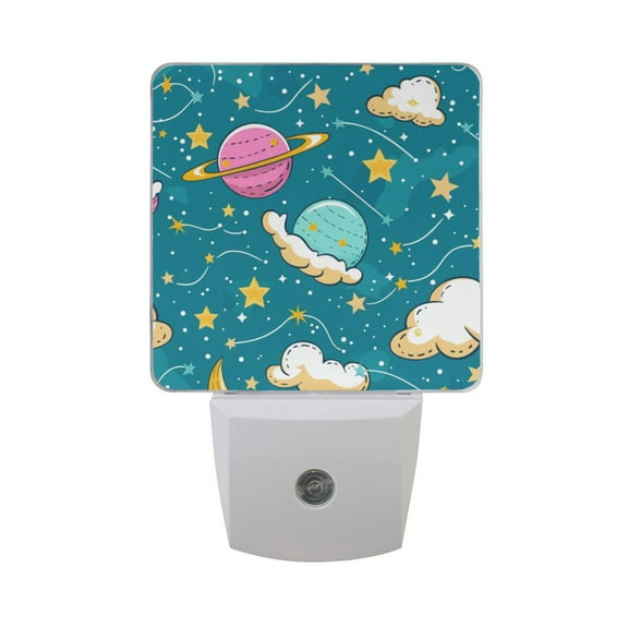 Planet Star Cloud Night Light 2 Pack LED Nightlight Plug into Wall Dusk to Dawn Sensor Soft White
