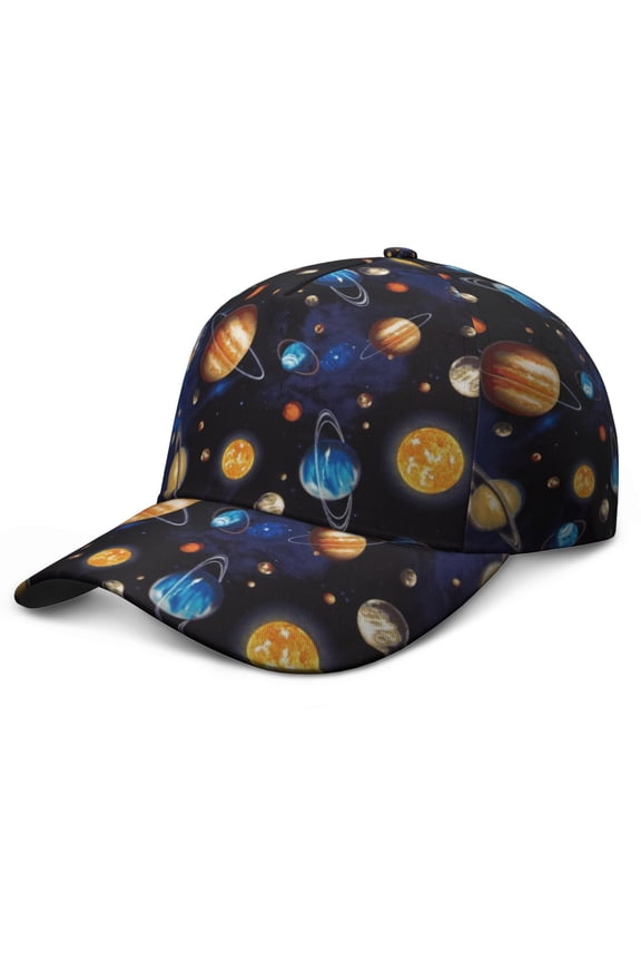 Planet Star Moon Space Baseball Cap – Comfortable Adjustable Hat for Sports Players and Athletes, Featuring Space and Galaxy Theme
