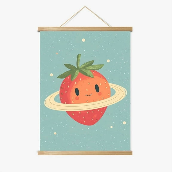Planet Strawberry Magnetic Wood Frame Hanger by Dancing Littles Jungle