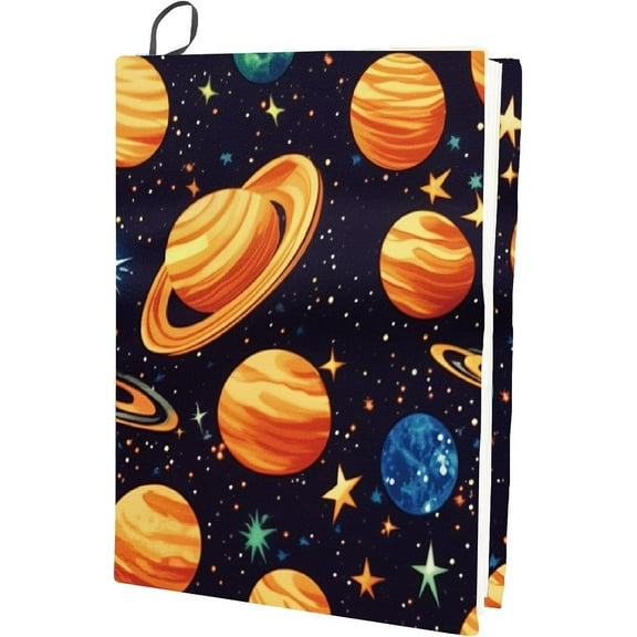 Planet Stretchable Book Cover Stars Black Washable Reusable Large Nylon Book Protector Elastic Notebook Wraps Suitable