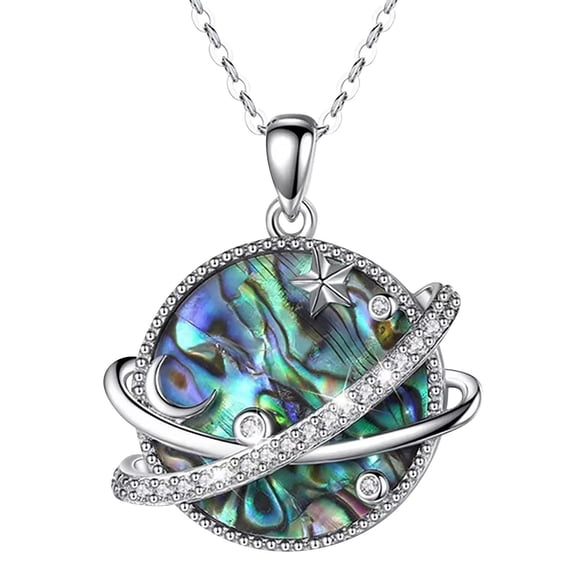 Planet Sun Moon Cubic Zirconia Necklace - Magical Colorful Cosmic Pendant for Women, Graduation Gift