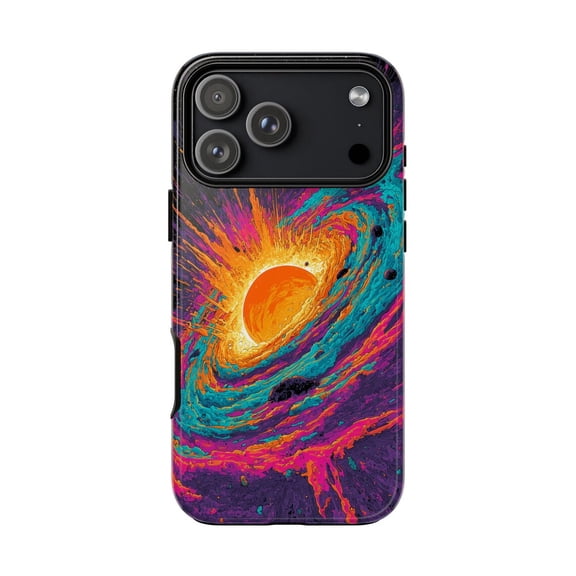 Planet Teal Pink Abstract Sun Space Galaxy Universe Case with iPhone 17 to 11 Pro Max