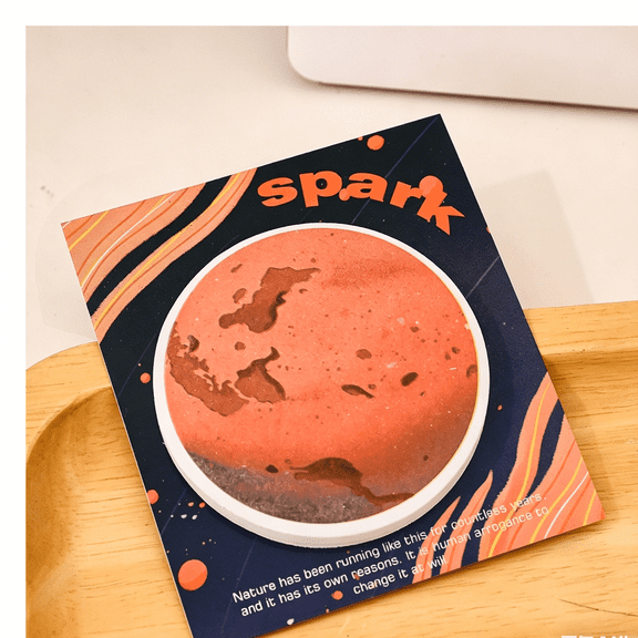 Planet Themed Sticky Notes, 1 Pc Spark Design Self-Stick Memo Pad, Cute Celestial Space Reminder Notepads, Residue-Free Round Adhesive Notes for Office, Work, Planning & Daily Organization