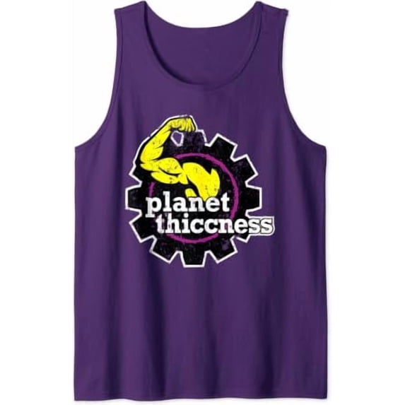 Planet Thiccness Gym Thickness Playful Joke Workout Lover Tank Top Size S-3XL