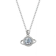 TOOBOSS Planet Trendy Pendant Necklace for Girls and Women's a festivals Gifts Chain Cubic Zirconia Plated Dainty Chain Simple Handmade Jewelry