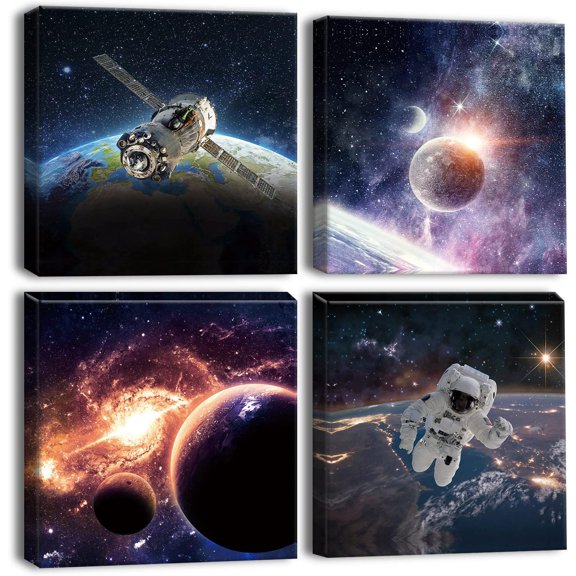 Planet Univers Espace Canvas Printing Wall Decoration for Room Oil Paintings for Balin Bedroom Restaurant 12x12 inch Unframed