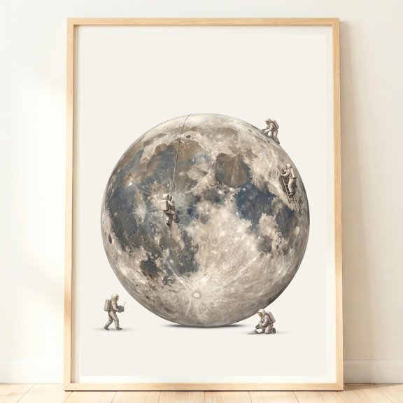 Planet Wall Art Space Decor Kids Space Print Boys Outer Space Wall Art Space Theme Gift Poster, Poster Only
