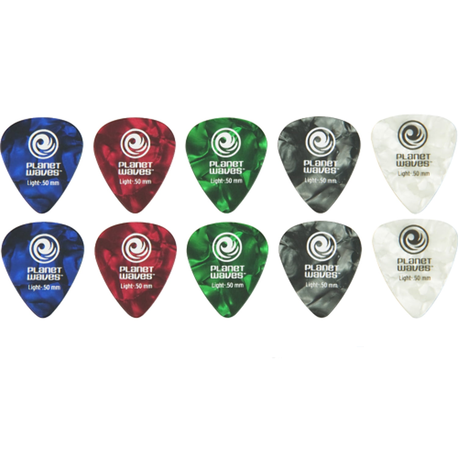 Planet Waves Assorted Pearl Celluloid Guitar Picks, 100 pack, Light