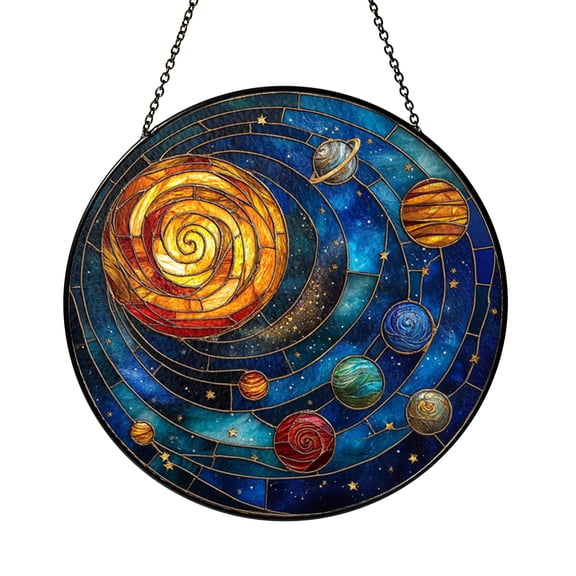 Planet Window Hanging – Decorative Stained Glass Style Space Decor