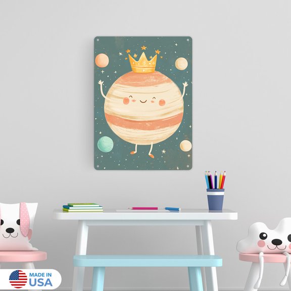 Planet Zeus Metal Sign Wall Decor by Dancing Littles Jungle - Size 12x16 inch