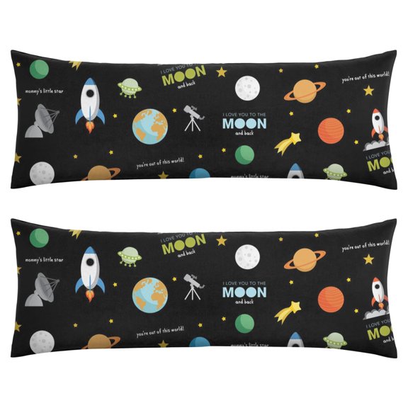 Planet and Stars Body Pillow Cover 20x54 - Full-Length Support Pillowcase with Soft Stretchy Fabric