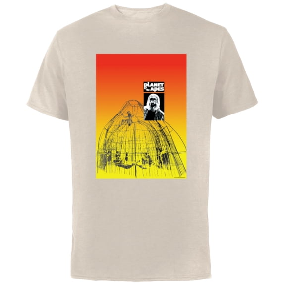 Planet of the Apes 1968 Dr Zaius and Cage Vintage Poster Art - Short Sleeve Cotton T-Shirt for Adults - Customized-Natural