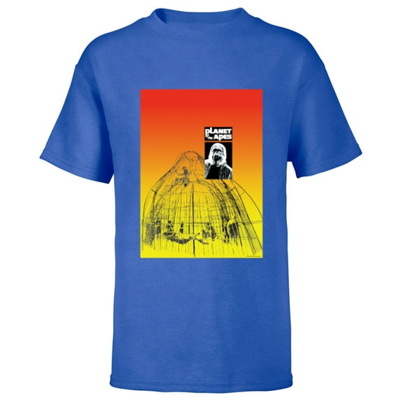 Planet of the Apes 1968 Dr Zaius and Cage Vintage Poster Art - Short Sleeve T-Shirt for Kids - Customized-Royal