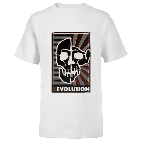Planet of the Apes Evolution Revolution Human and Ape Skulls - Short Sleeve T-Shirt for Kids - Customized-White