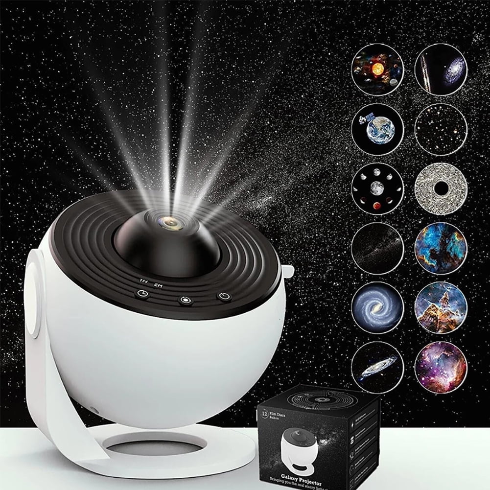 Planetarium Galaxy Star Projector for Bedroom Decor, 12 in 1 360 Rotating Nebula Projector Lamp, Timed Starry Night Light Projector for Kids,Home Theater, Ceiling, Room Decoration