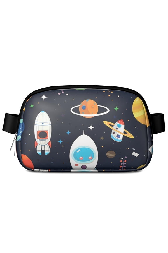Planetary Nebula Fanny Pack – Spacecraft and Star Design Waist Bag – Waterproof Belt Bag for Astronomy and Outer Space Adventures