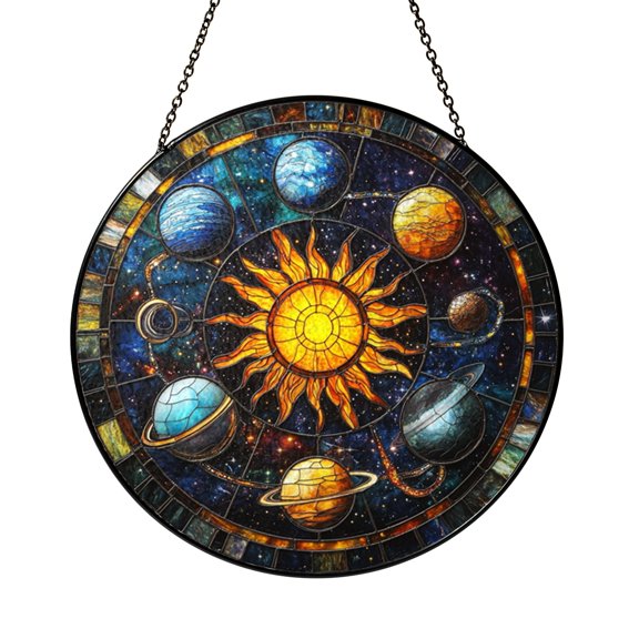 Planetary Solar System Window Suncatcher Decor, Cosmic Glass Hanging, Science Lover Gift