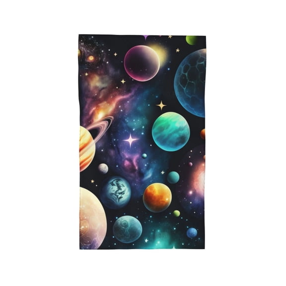 Planets Galaxy Stars Cosmic Space 27.5" x 16" Ultra Soft Hand Towel, Face Wash Cloth for Bathroom, Gym, Travel, Pool