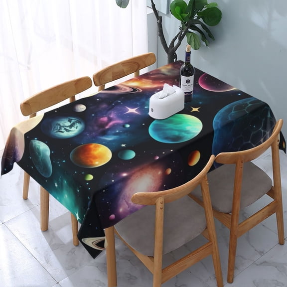 Planets Galaxy Stars Cosmic Space Rectangular Tablecloth 54"x 72" Waterproof Rectangle Table Cover Cloth for Kitchen Dining Room Picnic Home Party