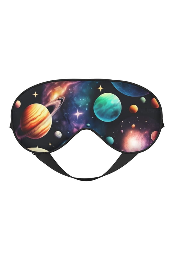 Planets Galaxy Stars Cosmic Space Soft Faux Silk Sleep Mask, Eye Mask, Reversible Double-Sided for Travel, Shift Work, Meditation