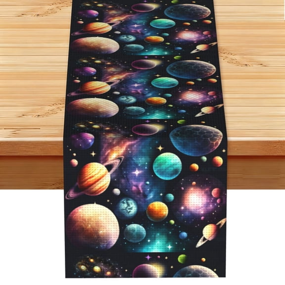 Planets Galaxy Stars Cosmic Space Table Runner 13x72 Inch for Dining Table Kitchen Wedding Party Decor Fireplace Mantle