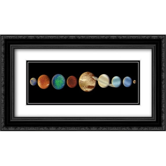 Planets In The Dark 2x Matted 24x14 Black Ornate Framed Art Print by Grey, Jace