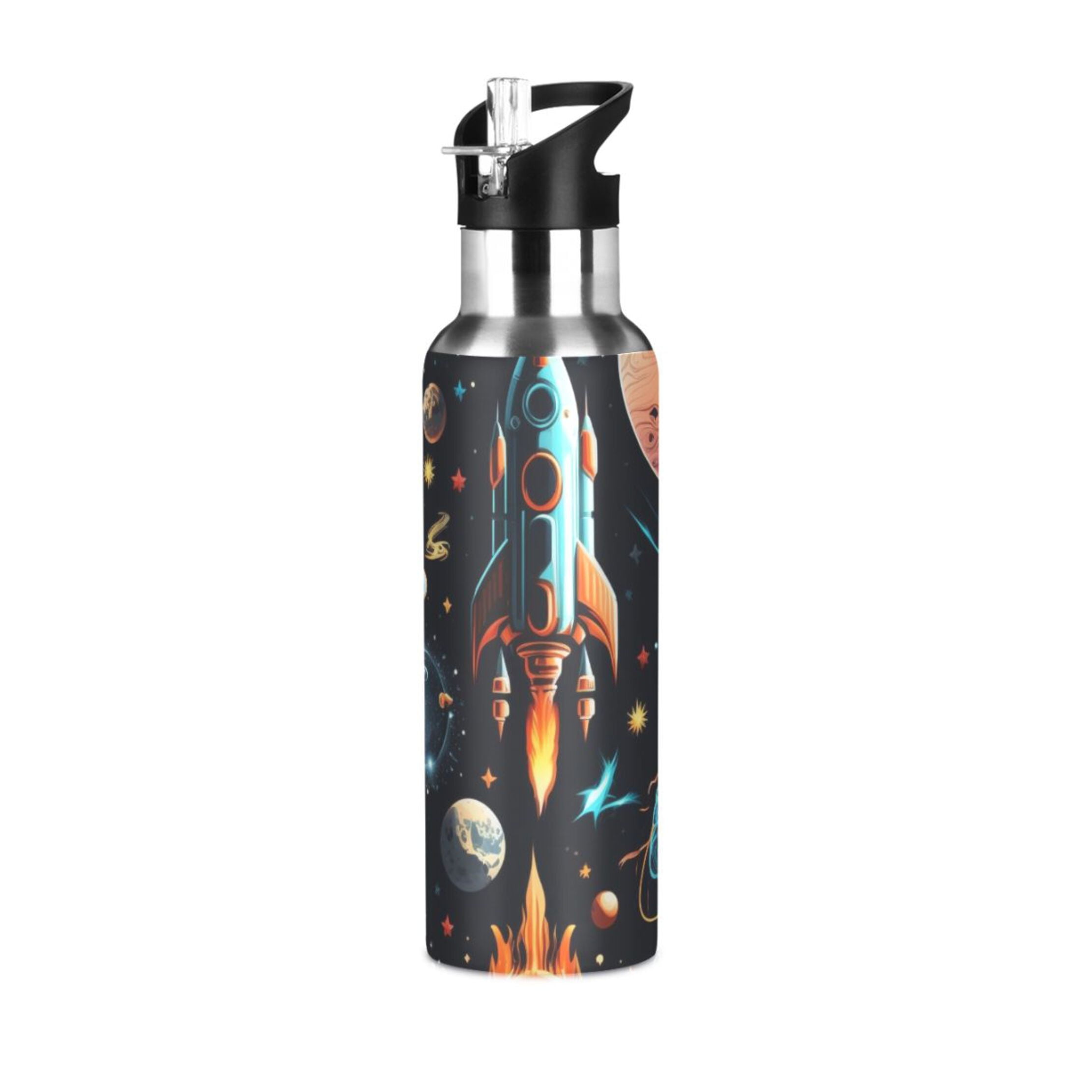 Rocket Blue Sports Water Bottle with Straw Lid Insulated