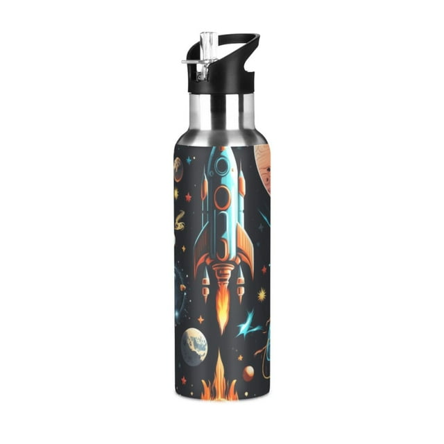 Rocket Blue Sports Water Bottle with Straw Lid Insulated