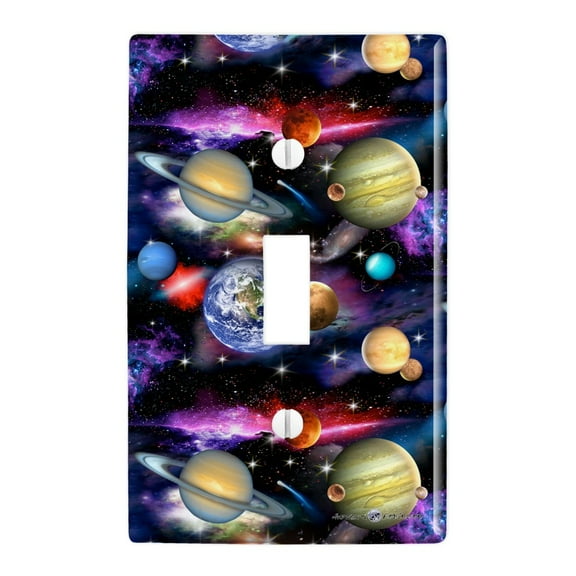Planets Solar System Earth Saturn Jupiter Mars Pattern Plastic Wall Decor Toggle Light Switch Plate Cover