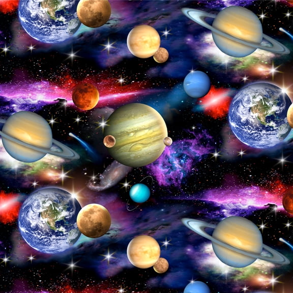 Planets Solar System Earth Saturn Jupiter Mars Pattern Premium Roll Gift Wrap Wrapping Paper