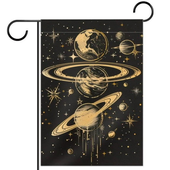 Planets Solar System Galaxy and Stars Pattern Double Sided Garden Flag Decorative Weather Resistant Yard Flag, Large DIY Vertical Flag for Farmhouse Patio Lawn, 28x40 Inch