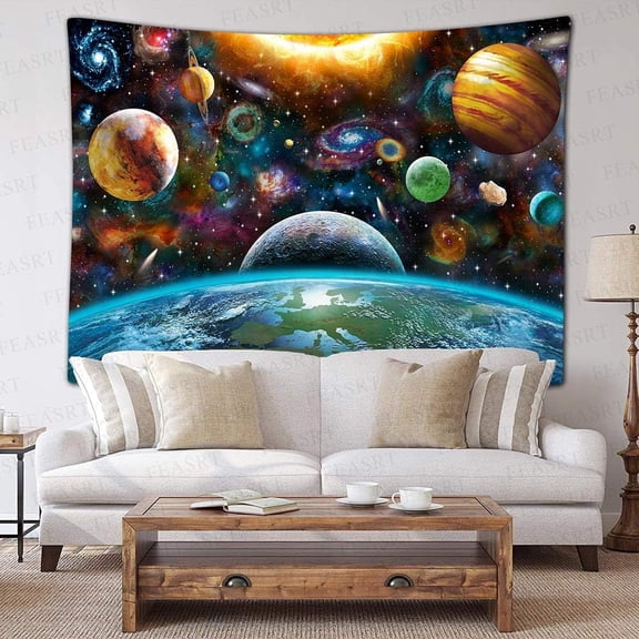 Planets Solar System Psychedelic Galaxy Wall Hanging Tapestry 60x60inch for Apartment Living Room Bedroom Dorm Decor GTZYAY516